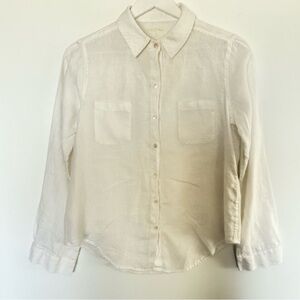 Lily Pulitzer White 100% Linen Button Down Sea View Long Sleeve Shirt SZ S